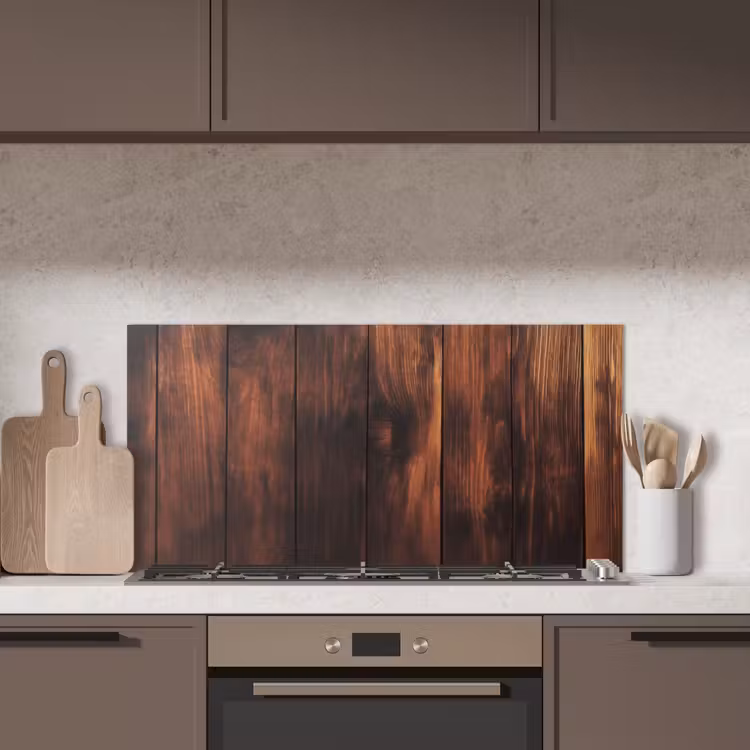 Hout - Planken - Vintage - Donkerbruin keuken achterwand spatscherm middel -sfeer2