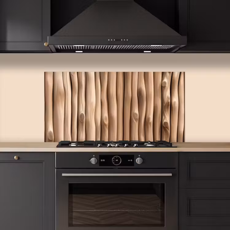 Hout - Stam - Lichtbruin keuken achterwand spatscherm middel -sfeer1