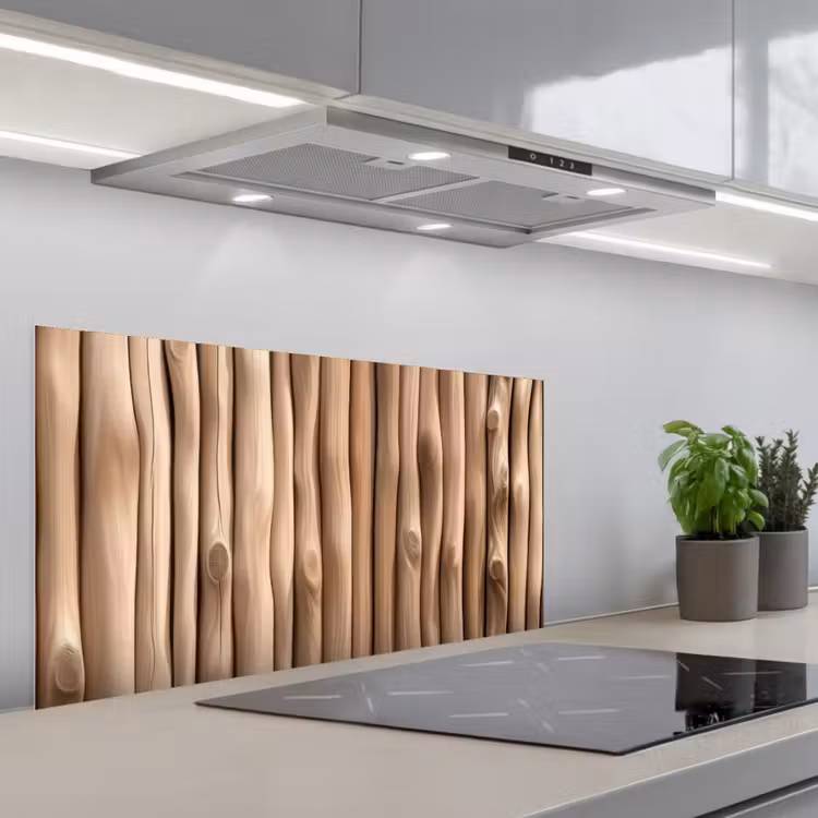 Hout - Stam - Lichtbruin keuken achterwand spatscherm middel -3d_schuin