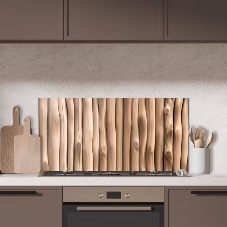 Hout - Stam - Lichtbruin keuken achterwand spatscherm middel -sfeer2