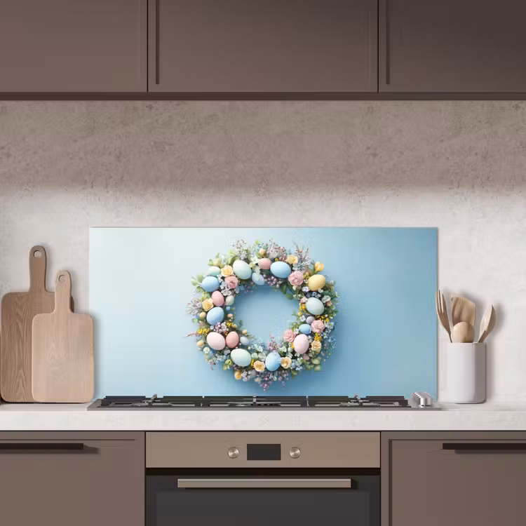 Krans - Eieren - Bloemen keuken achterwand spatscherm middel -sfeer2
