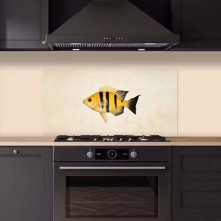 Geel - Vis - Strepen - Tropisch keuken achterwand spatscherm middel -sfeer1