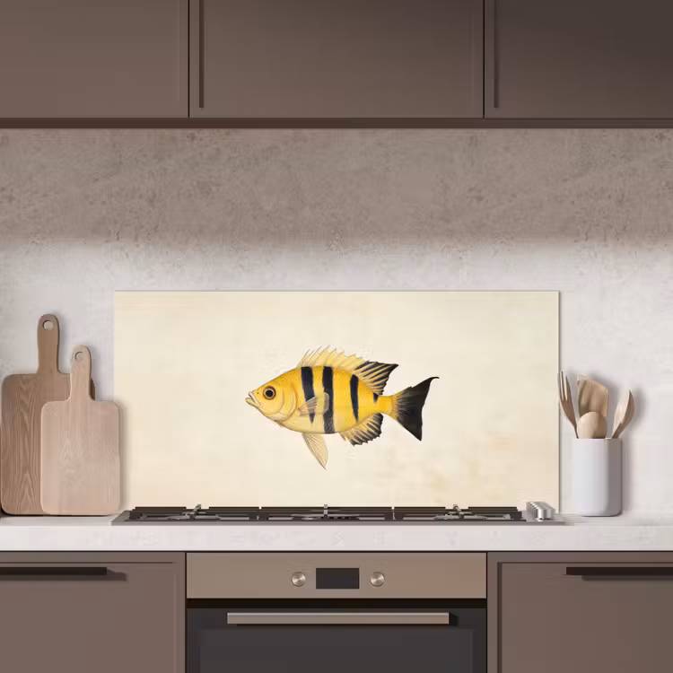 Geel - Vis - Strepen - Tropisch keuken achterwand spatscherm middel -sfeer2