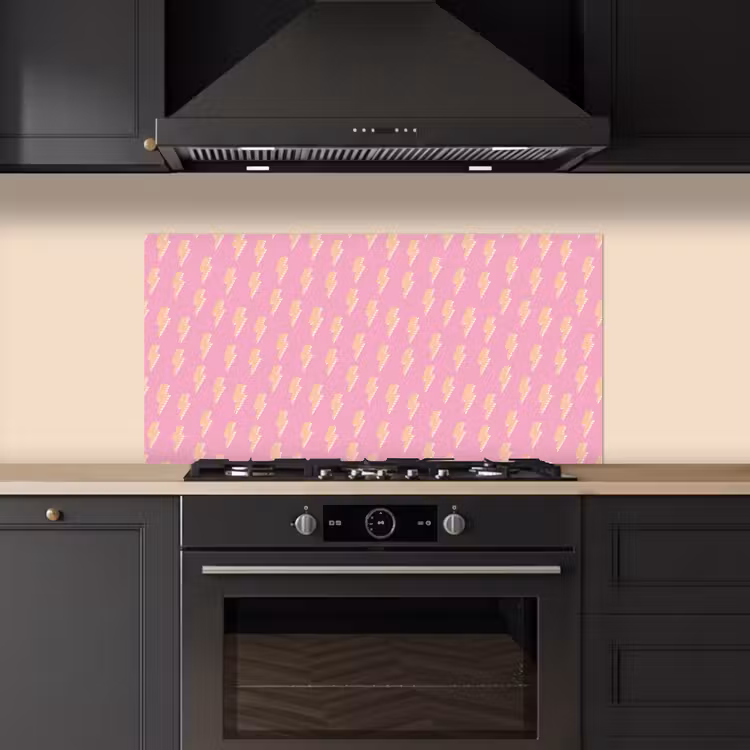 Geel - Bliksem - Roze keuken achterwand spatscherm middel 899 -sfeer1