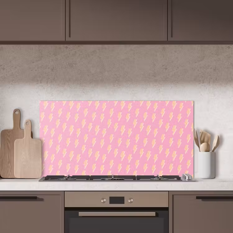 Geel - Bliksem - Roze keuken achterwand spatscherm middel 899 -sfeer2
