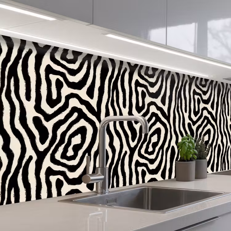 Zebra - Abstract - Zwart keuken achterwand 2 groot 857 -3d_schuin