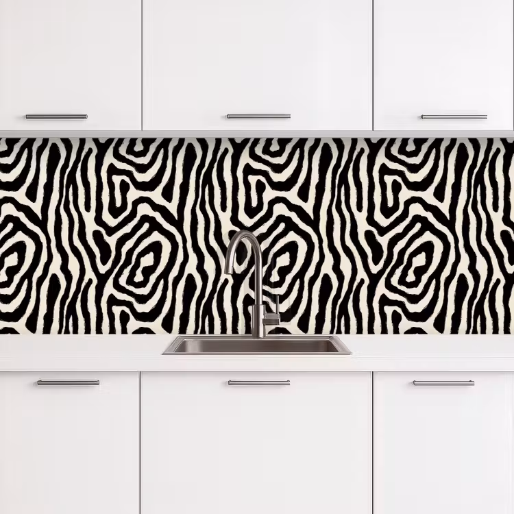 Zebra - Abstract - Zwart keuken achterwand 2 groot 857 -3d