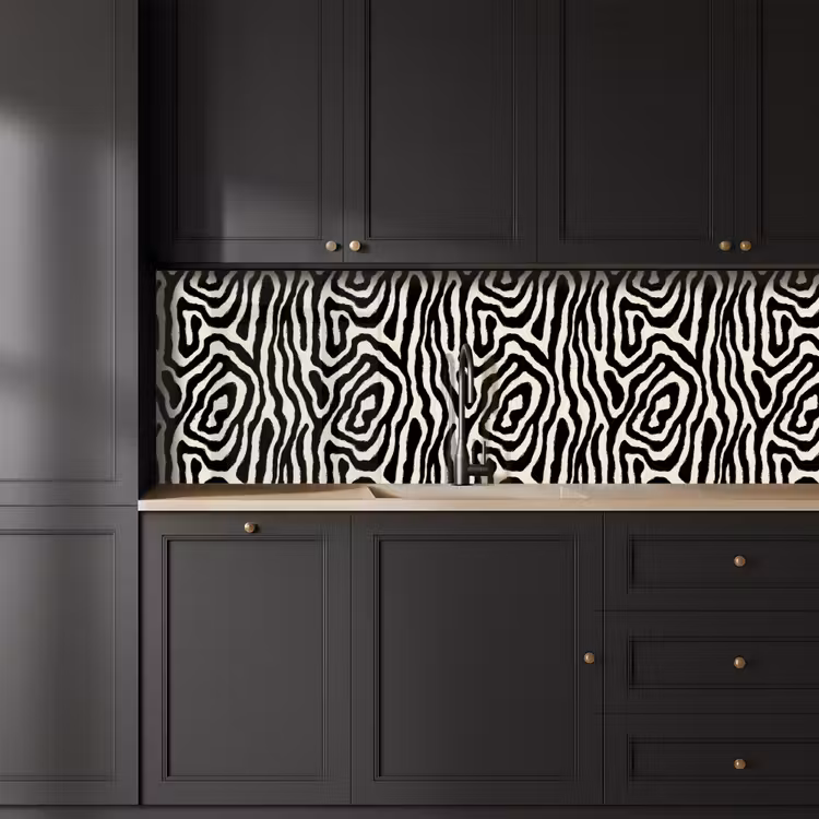 Zebra - Abstract - Zwart keuken achterwand 2 groot 857 -sfeer1