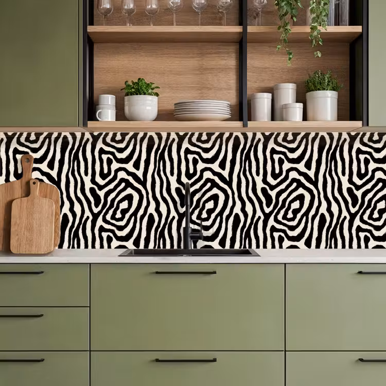 Zebra - Abstract - Zwart keuken achterwand 2 groot 857 -sfeer3