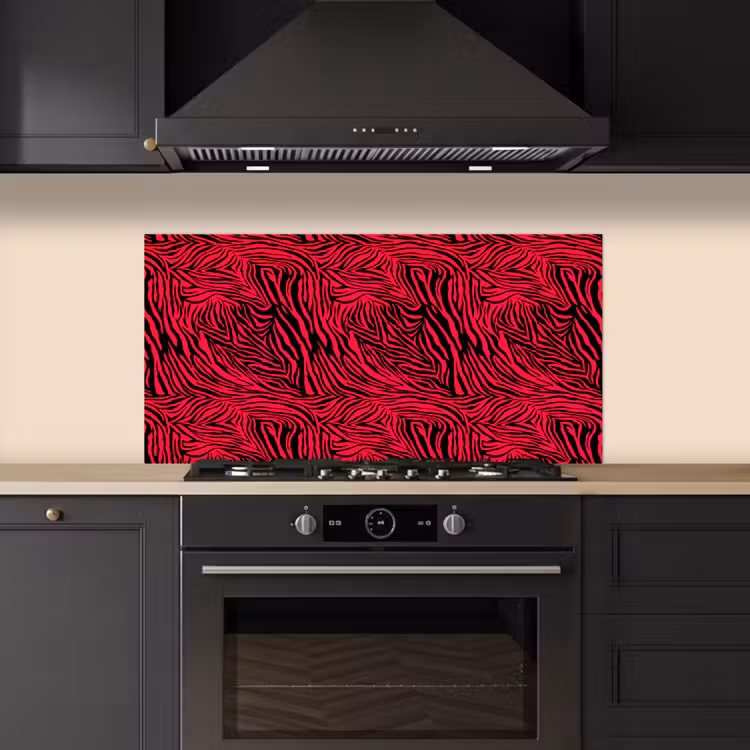 Zebra - Zwart - Roze - Neon keuken achterwand spatscherm middel 899 -sfeer1