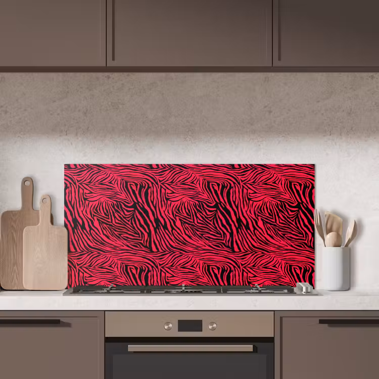 Zebra - Zwart - Roze - Neon keuken achterwand spatscherm middel 899 -sfeer2
