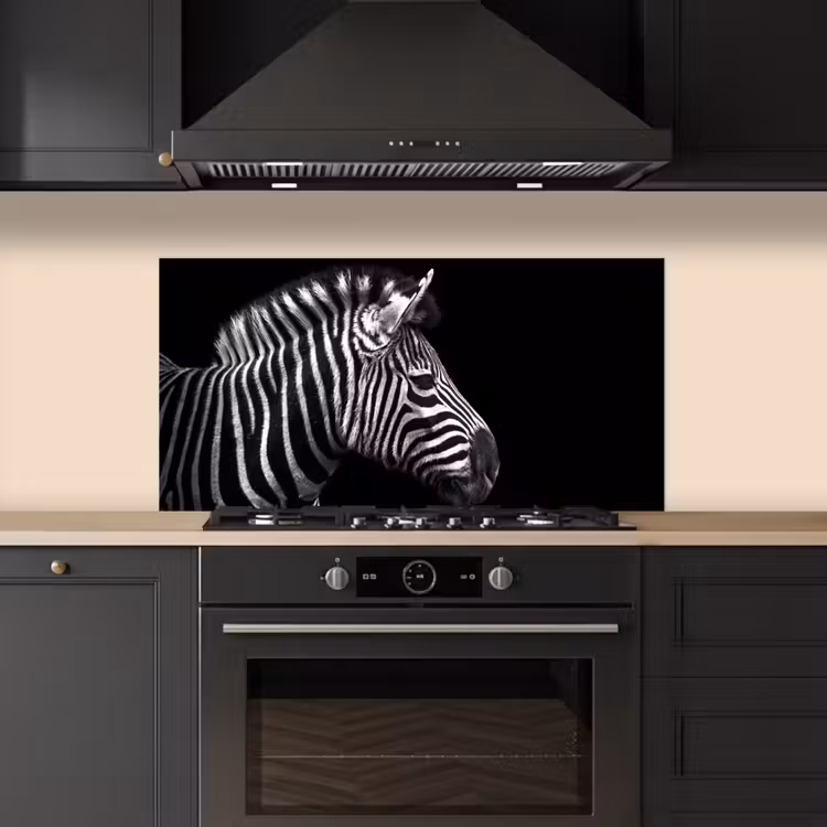 Zebra - Zwart - Wit - Portret - Dieren keuken achterwand spatscherm middel -sfeer1