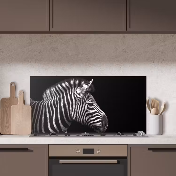 Zebra - Zwart - Wit - Portret - Dieren keuken achterwand spatscherm middel -sfeer2