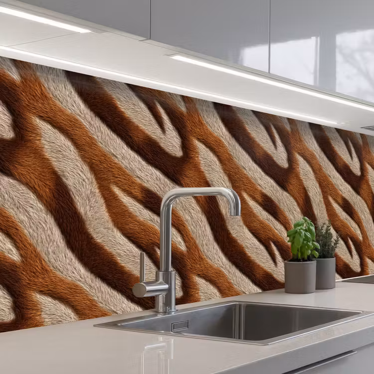 Zebra - Patroon - Bruin keuken achterwand 2 groot 857 -3d_schuin