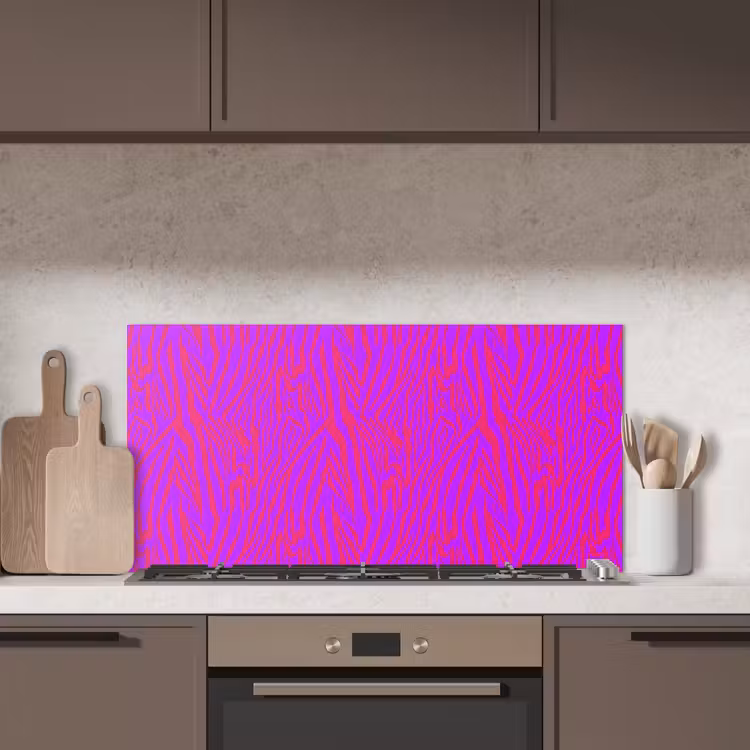 Zebra - Neon - Roze - Paars keuken achterwand spatscherm middel 899 -sfeer2