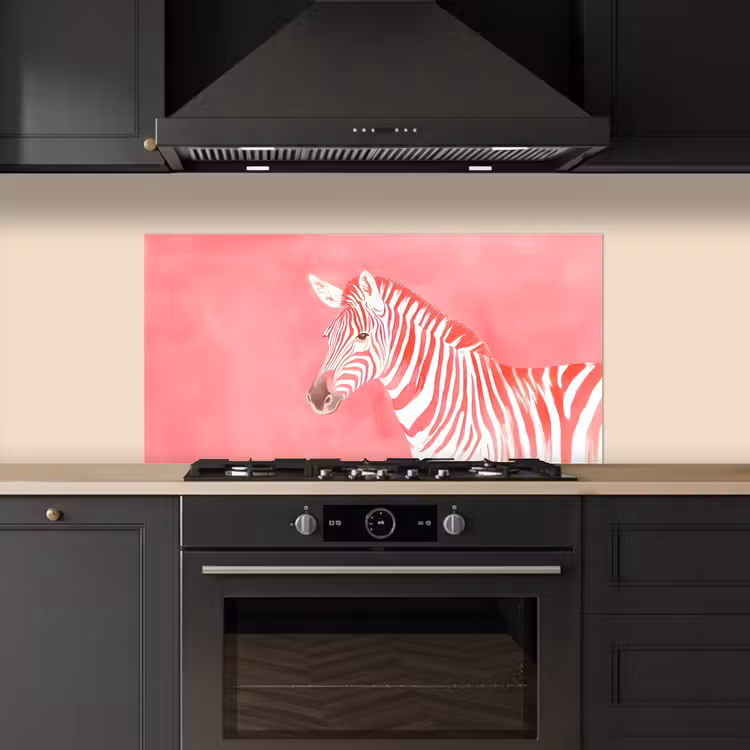 Zebra - Pink - Verf keuken achterwand spatscherm middel -sfeer1