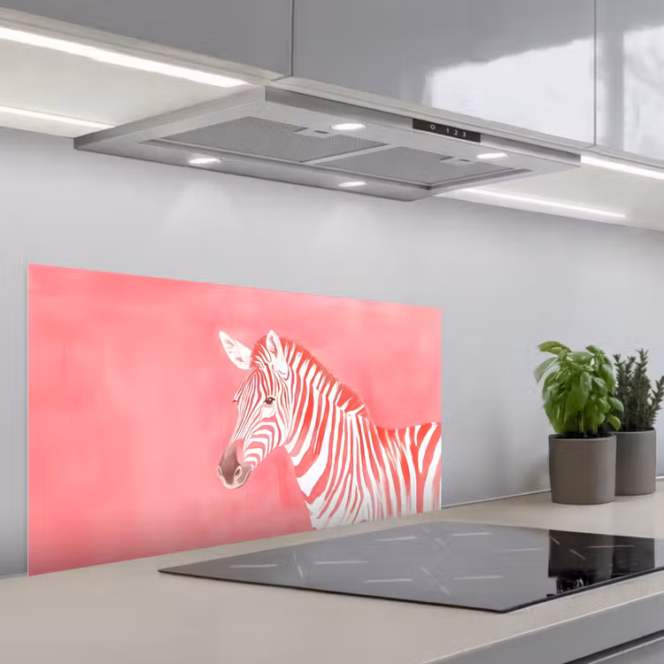 Zebra - Pink - Verf keuken achterwand spatscherm middel -3d_schuin