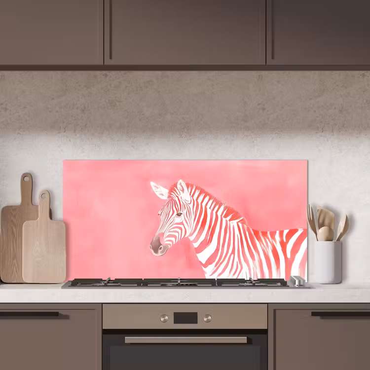 Zebra - Pink - Verf keuken achterwand spatscherm middel -sfeer2