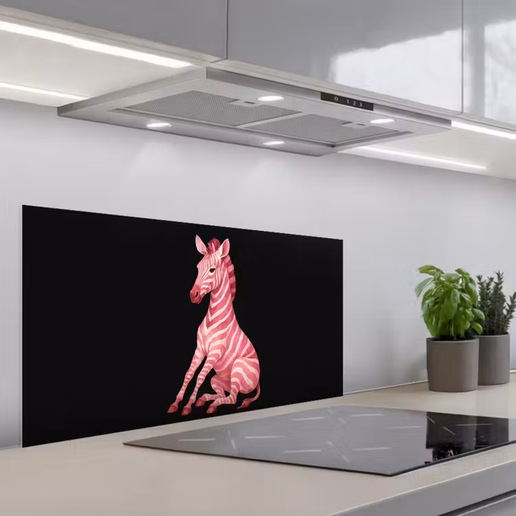 Zebra - Roze - Gestreept keuken achterwand spatscherm middel -3d_schuin