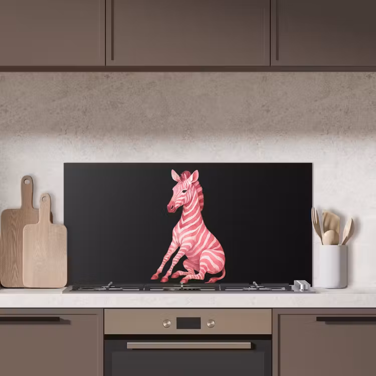 Zebra - Roze - Gestreept keuken achterwand spatscherm middel -sfeer2