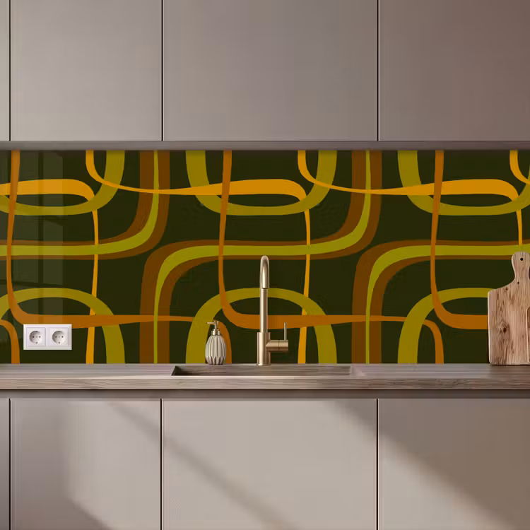 Jaren 70 - Retro - Groen keuken achterwand 2 middel 871 zz_3dshopping