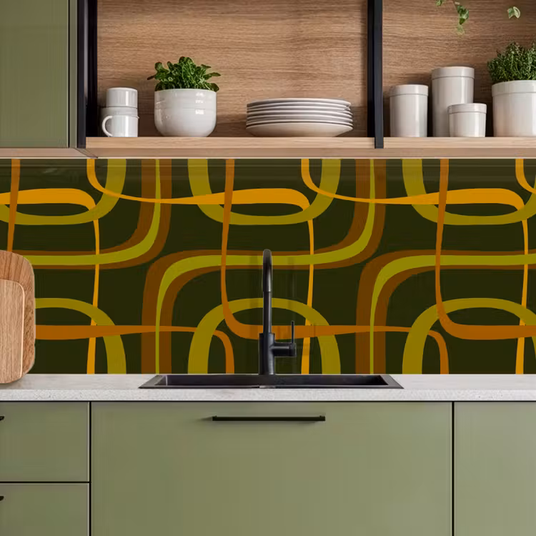 Jaren 70 - Retro - Groen keuken achterwand 2 middel 871 -sfeer3