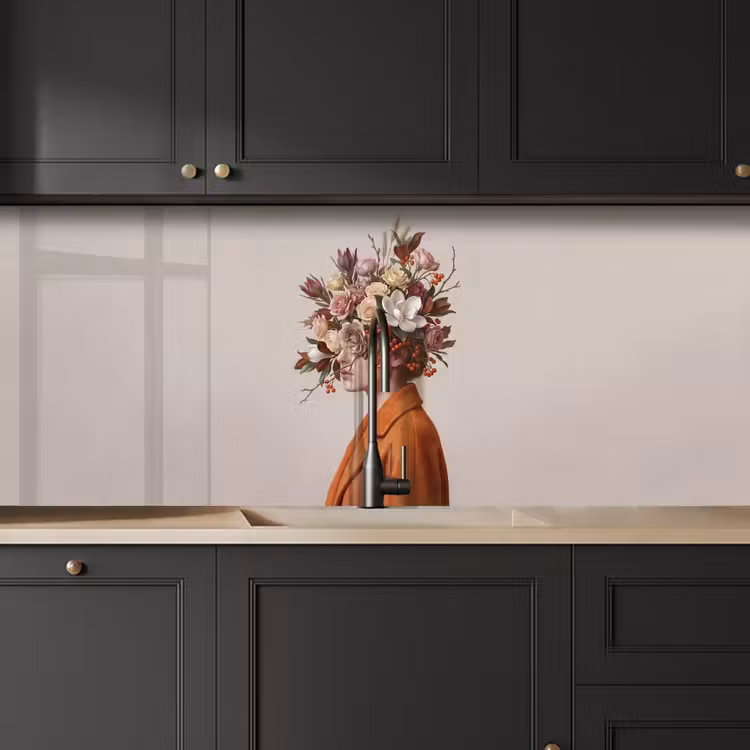 Gezicht - Boeket - Kleurrijk keuken achterwand 2 middel -sfeer1