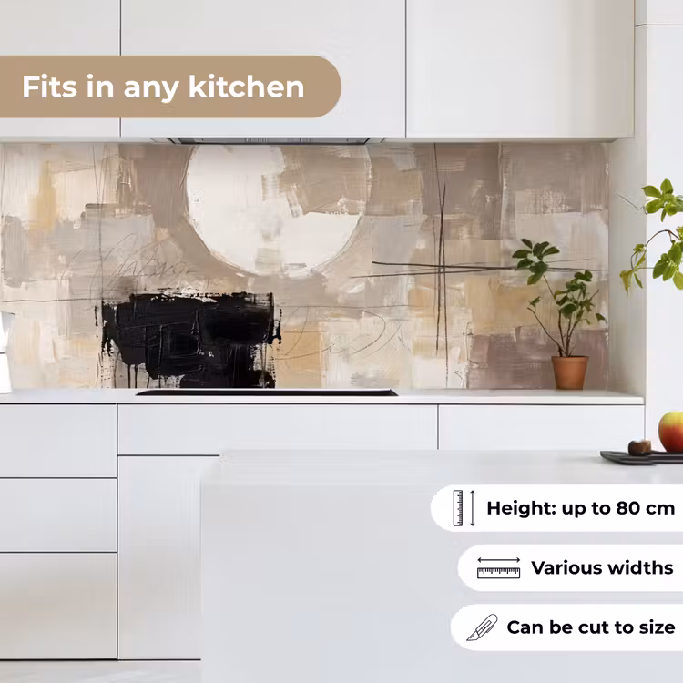 Abstract - Cirkel - Modern - Beige - Zwart - Minimalistisch keuken achterwand 2 middel -sfeer4_UK