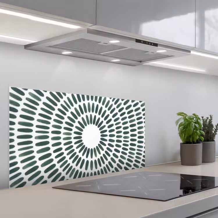 Abstract - Cirkel - Patroon - Modern - Groen keuken achterwand spatscherm middel -3d_schuin
