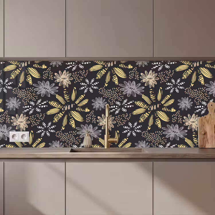 Abstract - Bloemen - Patronen keuken achterwand 2 middel 871 zz_3dshopping