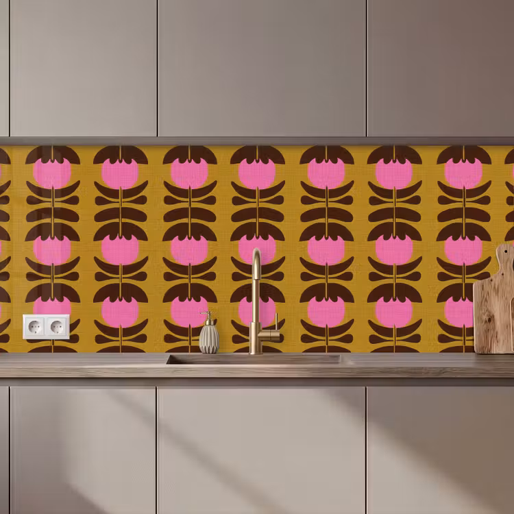 Abstract - Bloemen - Roze keuken achterwand 2 middel 871 zz_3dshopping