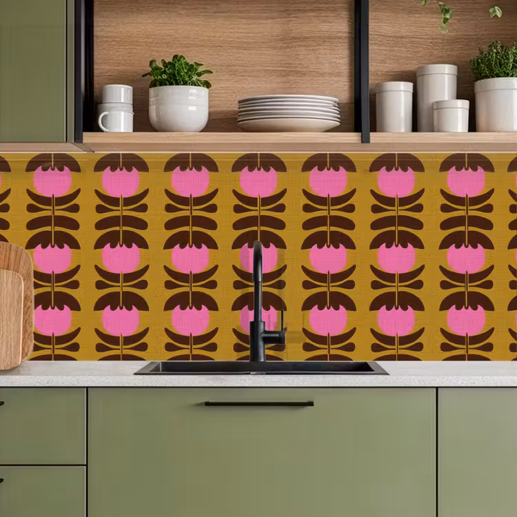 Abstract - Bloemen - Roze keuken achterwand 2 middel 871 -sfeer3