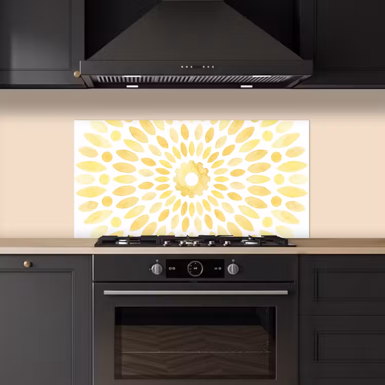 Abstract - Geometrisch - Stralend - Geel keuken achterwand spatscherm middel -sfeer1