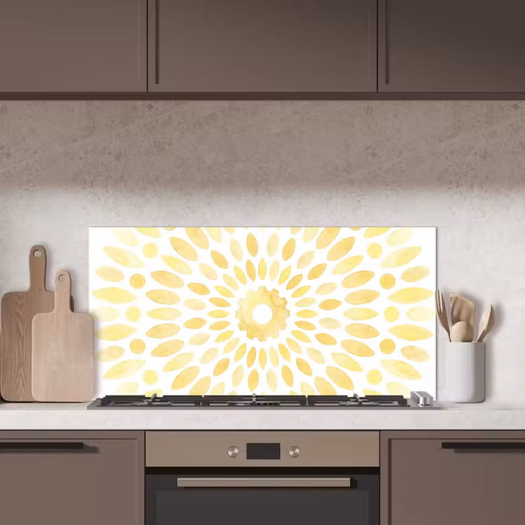 Abstract - Geometrisch - Stralend - Geel keuken achterwand spatscherm middel -sfeer2
