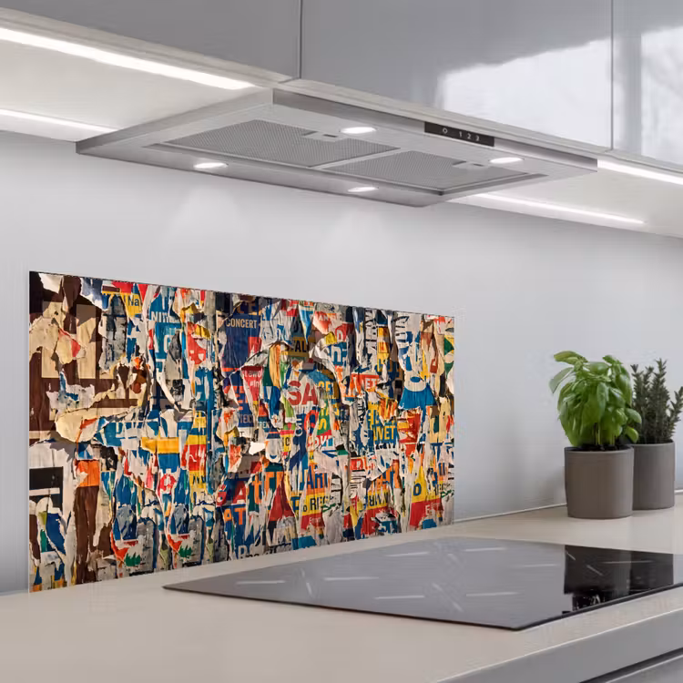 Abstract - Gelaagd papier - Urban - Modern - Kleurrijk keuken achterwand spatscherm middel -3d_schuin