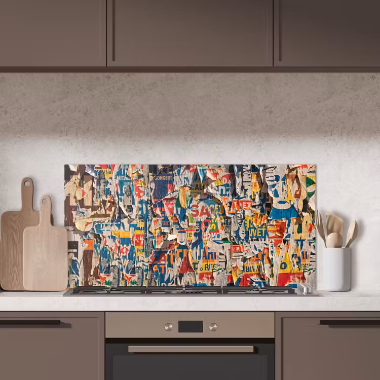 Abstract - Gelaagd papier - Urban - Modern - Kleurrijk keuken achterwand spatscherm middel -sfeer2