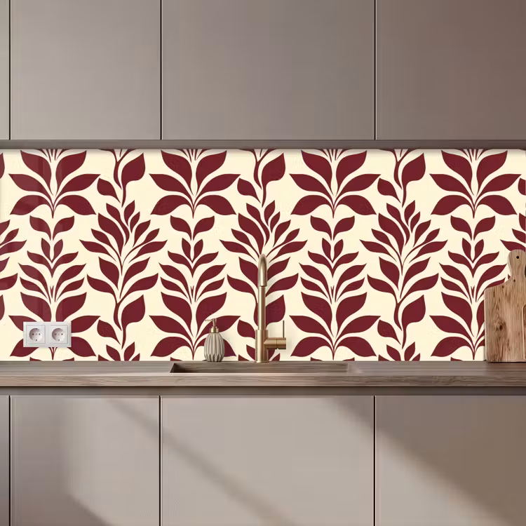 Abstract - Bladeren - Burgundy keuken achterwand 2 middel 871 zz_3dshopping