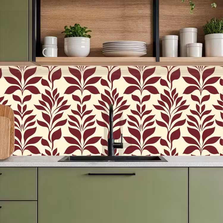 Abstract - Bladeren - Burgundy keuken achterwand 2 middel 871 -sfeer3