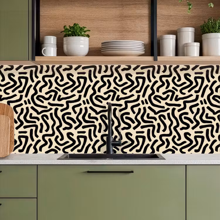 Abstract - Lijnen - Zwart keuken achterwand 2 middel 871 -sfeer3