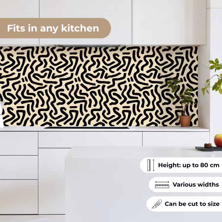 Abstract - Lijnen - Zwart keuken achterwand 2 middel 871 -sfeer4_UK