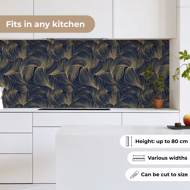 Abstract - Lijnen - Blauw - Goud keuken achterwand 2 middel 871 -sfeer4_UK