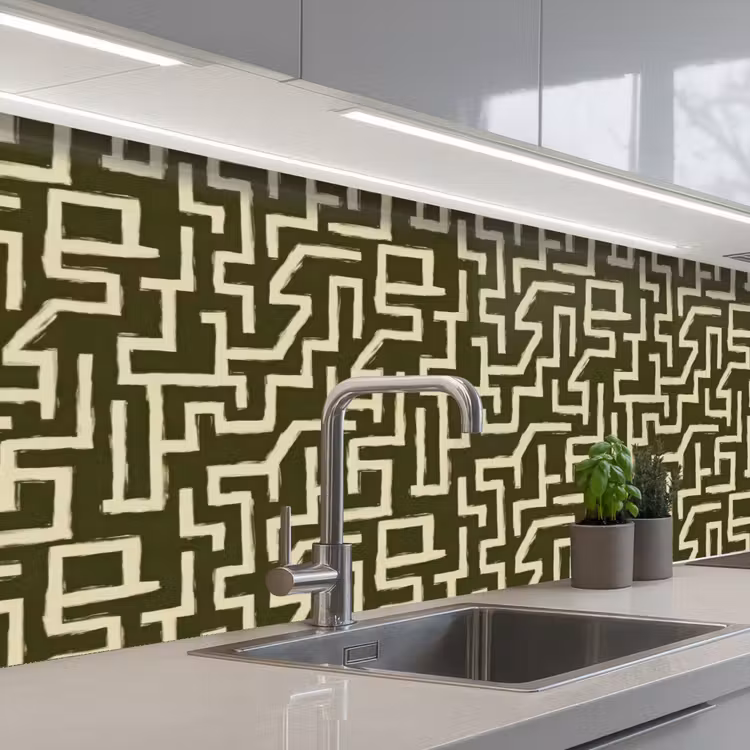 Abstract - Lijnen - Groen keuken achterwand 2 groot 857 -3d_schuin