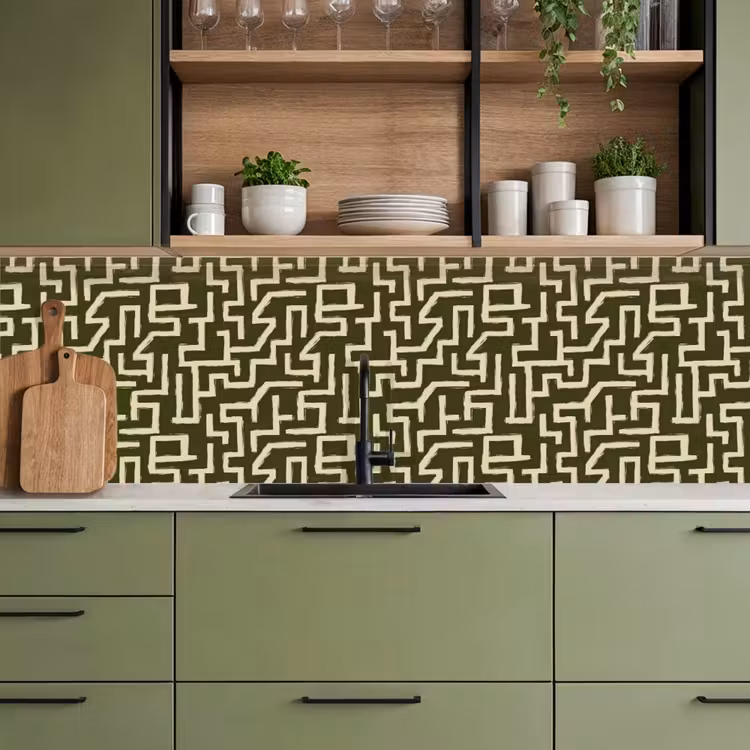 Abstract - Lijnen - Groen keuken achterwand 2 groot 857 -sfeer3