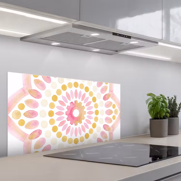 Abstract - Mandala - Kunst - Modern - Roze keuken achterwand spatscherm middel -3d_schuin