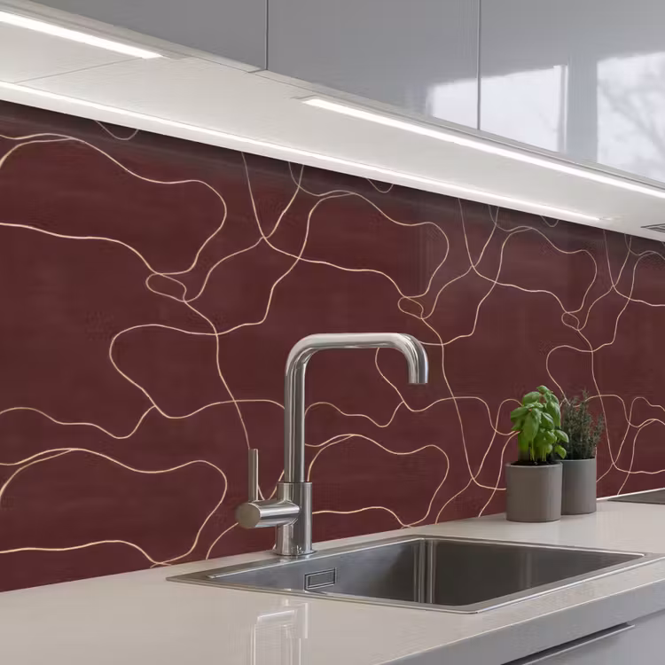 Abstract - Modern - Bruin keuken achterwand 2 groot 857 -3d_schuin
