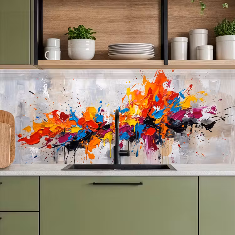 Abstract - Schilderij - Kleurrijk - Dynamisch keuken achterwand 2 middel -sfeer3