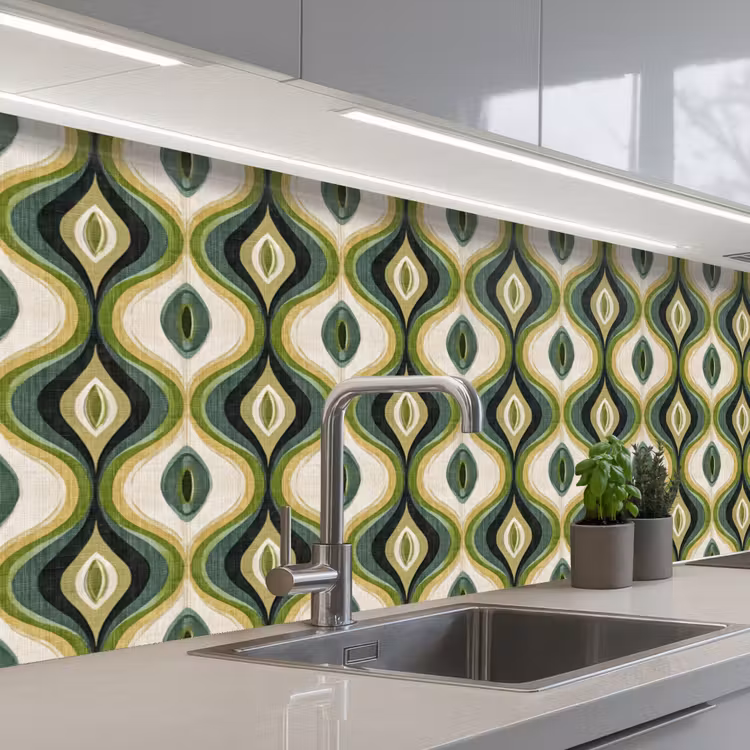 Abstract - Ritmisch - Groen keuken achterwand 2 groot 857 -3d_schuin