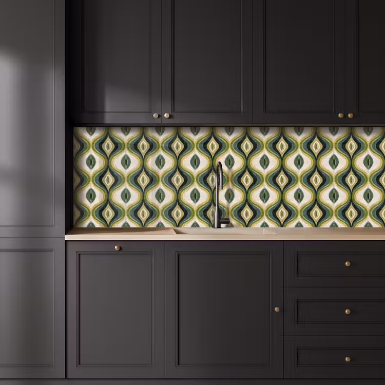 Abstract - Ritmisch - Groen keuken achterwand 2 groot 857 -sfeer1