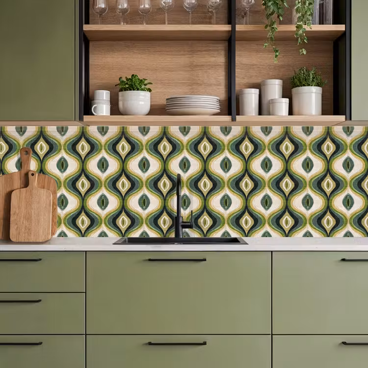 Abstract - Ritmisch - Groen keuken achterwand 2 groot 857 -sfeer3