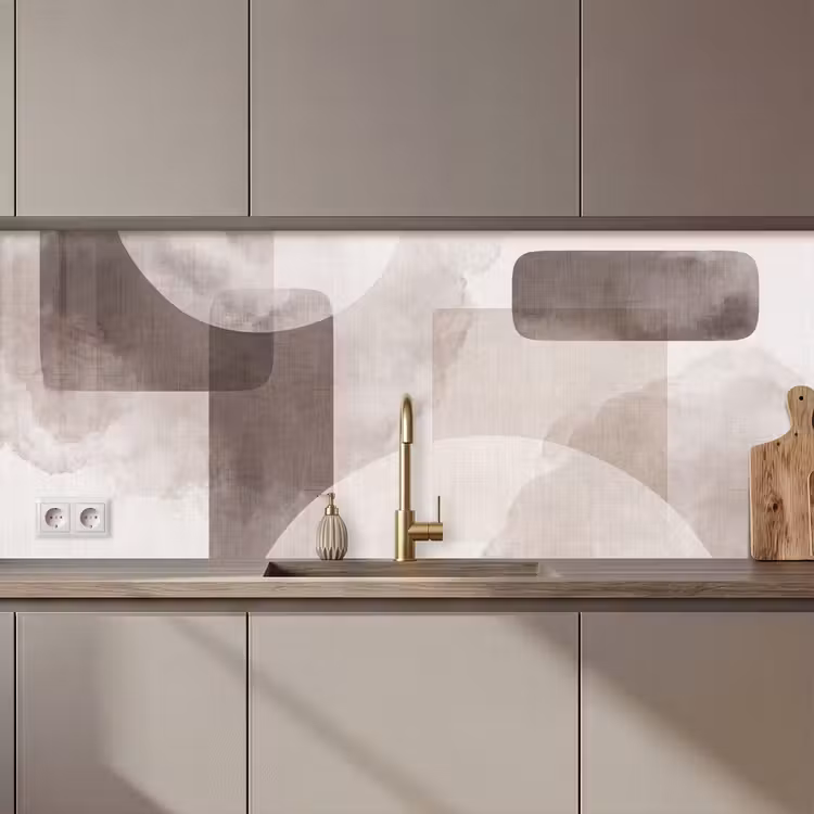 Kitchen Wall Splashback - Abstract Shapes - Beige - Abstracte vormen - Beige keuken achterwand 2 middel zz_3dshopping